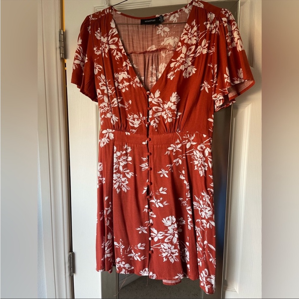 Burnt orange mid dress